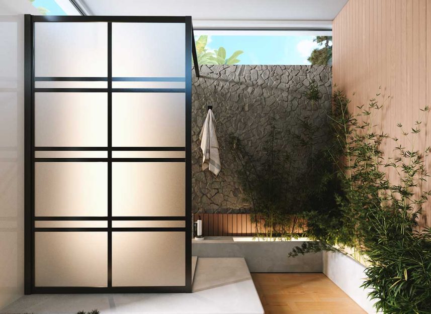 Paroi de douche Black Yoki de la marque Atelier du Bain Jacuzzi®