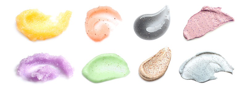 Textures colorées de gommages pour hammam et exfoliation